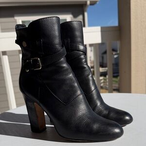 Jimmy Choo Mitchel 100 Black Leather Ankle Bootie-Sz 39-US 9